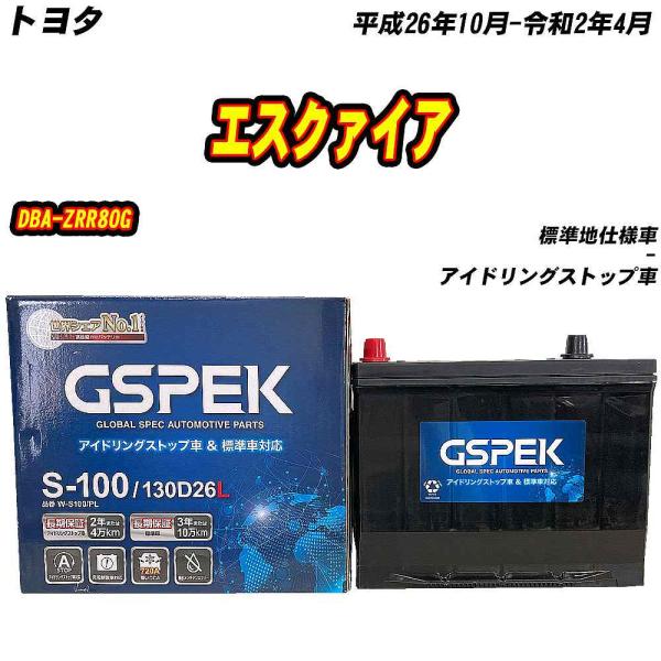 バッテリー GSPEK S100 トヨタ エスクァイア DBA-ZRR80G H26/10-R2/4...