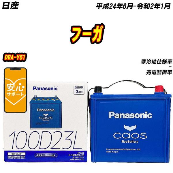 バッテリー パナソニック 100D23L 日産 フーガ DBA-Y51 H24/6-R2/1  【H...