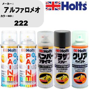 ペイントスプレー アルファロメオ カラー番号 222 上塗り1本/下塗り1本 & プライマー 1本 & プラサフ グレー 1本 & クリア 1本 セット｜fpj-navi