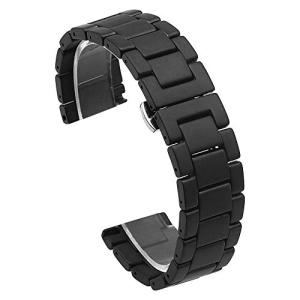 マット面 18mmウォッチバンド セラミック交換腕時計 ベルト 黒リストバンド エレガント女性用腕時計ブレスレットの商品画像