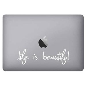 ステッカータウン MacBookステッカー スキンシール ライフ イズ ビューティフル "Life is beautiful" ホワイト