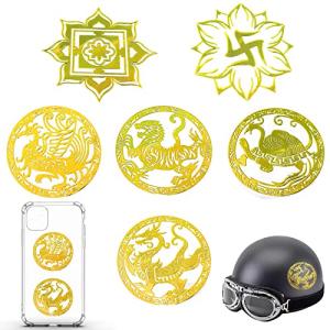 神聖風水学立体ステッカー 四神獣 青龍 朱雀 白虎 玄武 蓮 大サイズ 金属シー 四神相応 風水グッズ 風水インテ