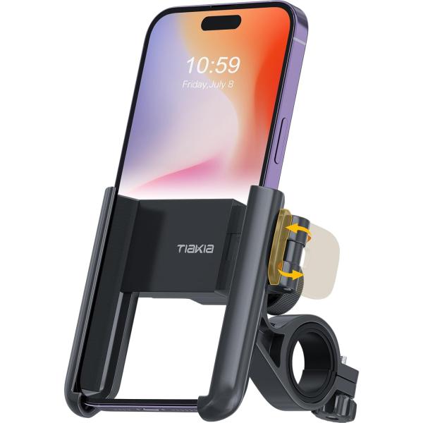 Tiakia 自転車 スマホホルダー 携帯ホルダー スマホ固定用 360度回転 iPhone 15/...