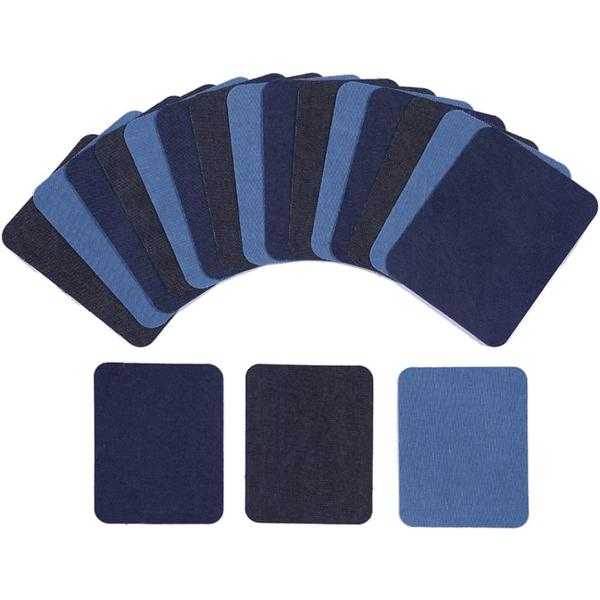 デニムパッチ 【3色18枚】 デニム ジーンズ ジーンズパッチ DIYデニム布 12.5x9.5cm...