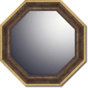 ユーパワー ヴィンテージ八角ミラー Sサイズ ブラウン VM-02004