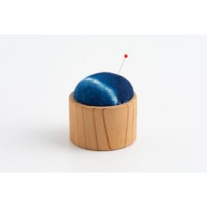 渡辺洋美 藍染の針山02 ピンクッション まち針 ウッドの土台