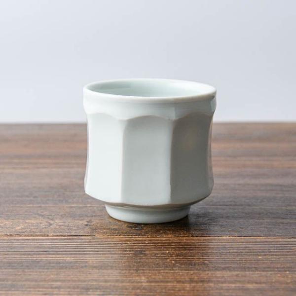 石飛勲 白磁工房 白磁面取湯呑 02