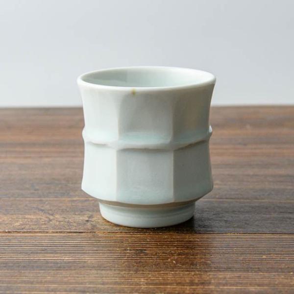 石飛勲 白磁工房 白磁面取湯呑み 04
