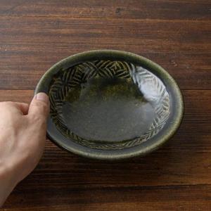 高橋あい 星の宮製陶 原土 6寸縁付平皿 縄紋 呉須の詳細画像1