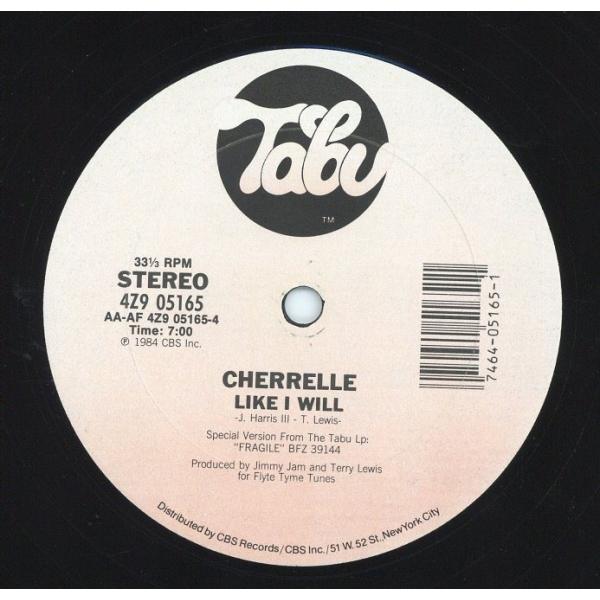 【レコード】CHERRELLE - LIKE I WILL 12" US 1984年リリース