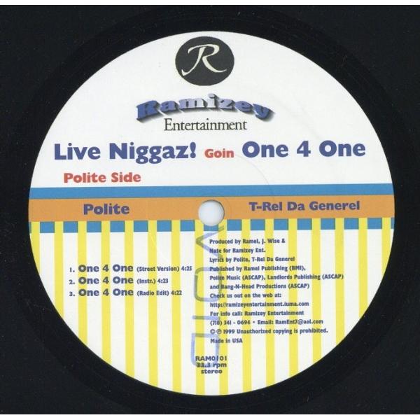 【レコード】POLITE &amp; T-REL DA GENEREL - ONE 4 ONE / LIVE...