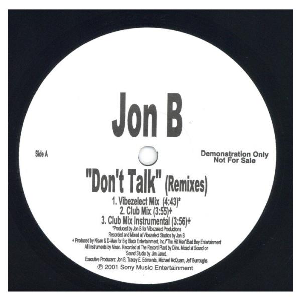 【レコード】JON B - DON'T TALK (REMIXES) 12" US 2001年リリー...