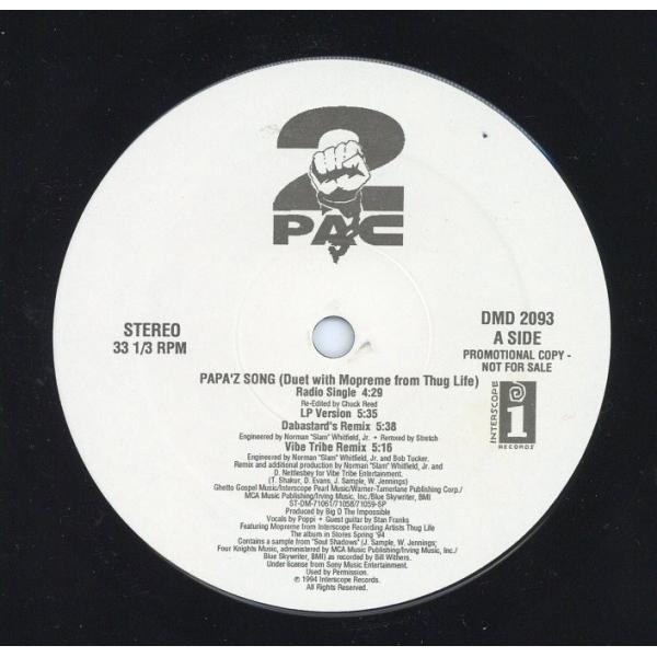 【レコード】2PAC - PAPA'Z SONG / PEEP GAME (PROMO) 12" U...