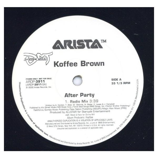 【レコード】KOFFEE BROWN - AFTER PARTY (Promo) 12" US 20...