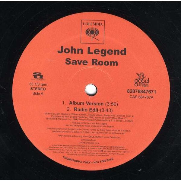 【レコード】JOHN LEGEND - SAVE ROOM (Prod By Will I Am) ...