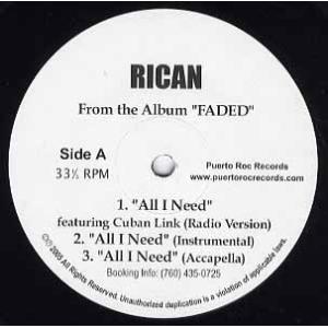 【レコード】RICAN feat Cuban Link - ALL I NEED 12" US 20...