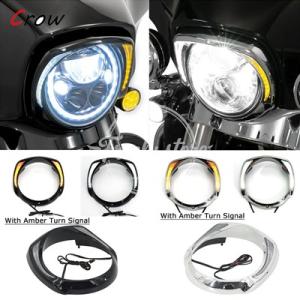 【並行輸入品】アンバーウィンカー LED ヘッドライトトリムリングハーレーツーリングモデル CVO ...