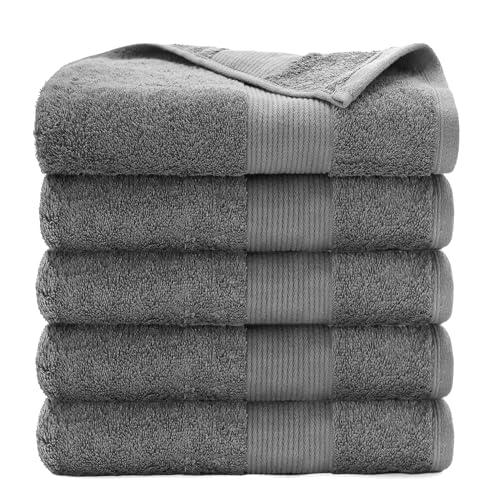 AULIFLOWER フェイスタオル 純綿 ホテル仕様 34*80cm 5枚セット コットン 大判 ...