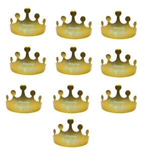 BEAUTY PLAYER  誕生日パーティー王冠 折り畳み式の誕生日用帽子 10個 ゴールデンペーパー誕生日ハット 調節可能 再利用可能 王｜free-store78