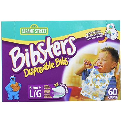 使い捨て防水加工よだれかけ60枚入　ビブスターSESAME STREET (クッキーモンスター)