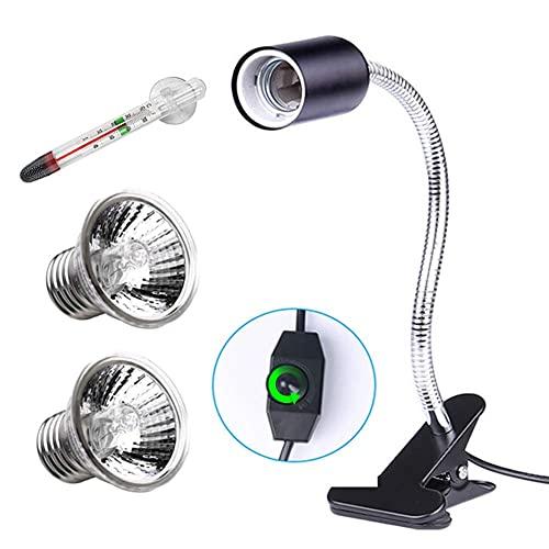 爬虫類用 爬虫類ライト 亀ライト 50W+75W ランプ 温度計セット 温度調節 両生類用 UVA ...