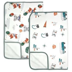 オムツシート おむつ替えシート ３層 防水 2枚 赤ちゃん用 オムツ替え 肌触り良い おねしょシーツ 防水シート 綿100％ 洗濯可 持ち運びサ