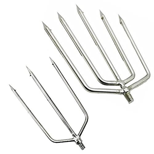 WanFengXue 2枚入 銛 ステンレス鋼釣り槍 3歯と5歯 スピアフォーク 8mmネジ手釣り銛...