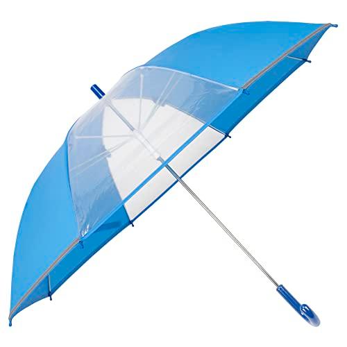 アスティ(Asty) 子供 学童 無地 2駒透明 耐風 手開 長傘 ブルー 55cm×8R ASS0...
