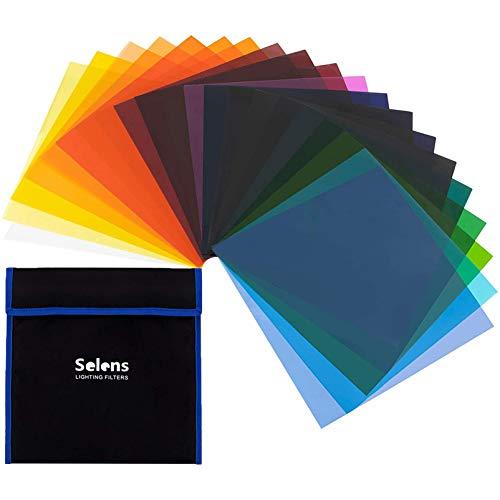 Selens カラーフィルター 25cmx25cm 照明用 ジェルカラーフィルター 半透明 色補正 ...