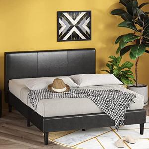 ZINUS 革張り ベッドフレーム シングル Jade Faux Leather Upholstered Platform Bed ブラック 木｜free-store78