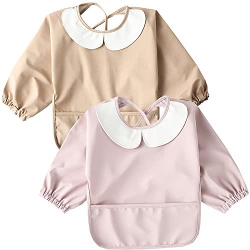 kalavika お食事エプロン 長袖 2枚セット 北欧調 洗える ベビー 離乳食 エプロン 袖付き...