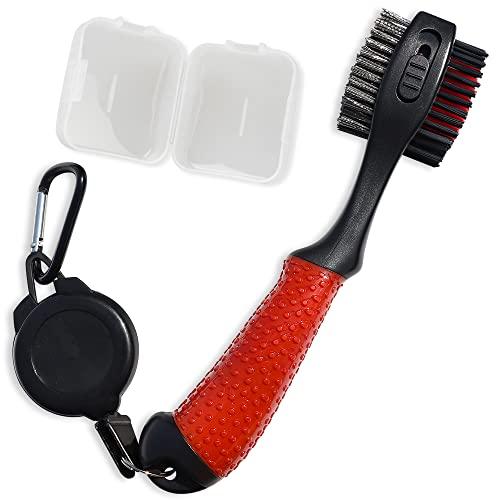 ゴルフクラブブラシ 清潔用 メンテナンスツール ワイヤ ナイロン 針収納可 三面 伸ばせるひも カラ...