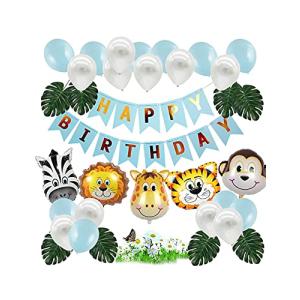 バルーンセット 風船 飾り付け 装飾 ガーランド 森 獅子 虎 キリン 猿 HAPPY BIRTHDAY お祝い 誕生日 バースデー パーティー｜free-store78