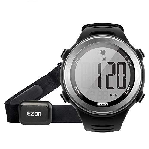 EZON ランニングウォッチ スポーツウォッチ 心拍計 IP67防水防塵 1.22インチ大盤面表示 ...