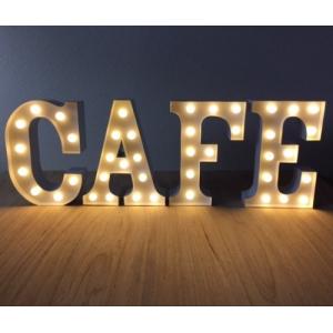 電球サイン ネオンサン　電飾看板 カフェ CAFE 23センチ　White (ホワイト)｜free-style