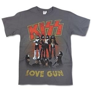 KISS キッス LOVE GUN チャコールグレー メンズ バンドTシャツ ロックTシャツTシャツ｜free-style
