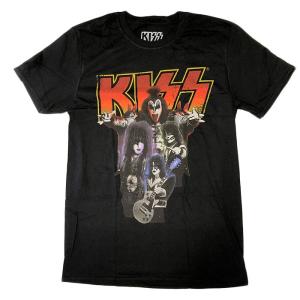 KISS キッス Tシャツ ネオン メンバー ロック ブラック バンドTシャツ 送料無料｜free-style