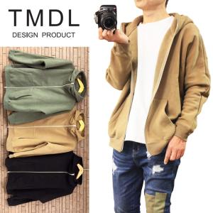 TMDL ヘビーウェイト 目付 380g 裏起毛 ボリュームネック ジップ パーカー ☆ メンズ ユニセックス 男女兼用 wide silhouette zip up parka