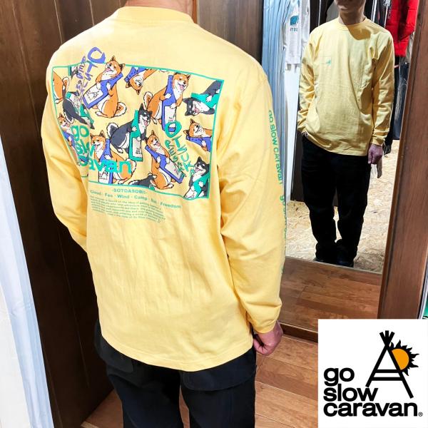 go slow caravan 柴犬 と 晩酌 USA/C スクエア LOGO バック プリント ロ...