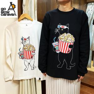 go slow caravan  USA/C シネマ 猫 ロングスリーブ  TEE ☆ メンズ 男女兼用 ユニセックス 長袖 Tシャツ ロンT 春 アニマル ねこ ネコ カットソー　爆買