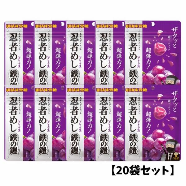 20袋セット UHA味覚糖 忍者めし 鉄の鎧 グレープ味 40g ハード食感 グミ ぐみ