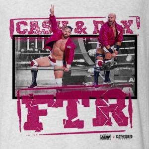 AEW x Clotheslined Apparel “Legacy” Tシャツシリーズ「FTR Tシャツ」三者混 ビンテージ調 トライブレンド ソフト Tシャツ｜freebirds