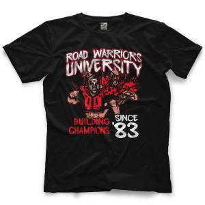 ホーク＆アニマル ロード・ウォリアーズ Tシャツ「Road Warriors University ロード・ウォリアーズ ユニバーシティ Tシャツ」アメリカ直輸入プロレスTシャツ｜freebirds