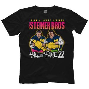 スタイナー・ブラザーズ（リック＆スコット・スタイナー） Tシャツ「THE STEINER BROS Hall Of Fame 2022 半袖 クルーネック Tシャツ（ブラック）」｜freebirds