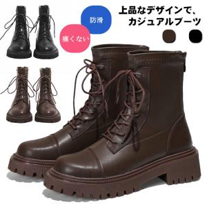 ショートブーツ レディース 厚底 袴ブーツ 編み上げ