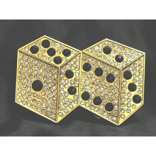 ベルト バックル ダイス ラインストーン付 ゴールドカラー サイコロ buc-00271 合金製 パ...