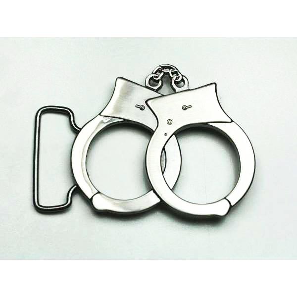 ベルト バックル 手錠 シルバーカラー buc-00074 合金製 レザーベルト パーツ 簡単取り替...