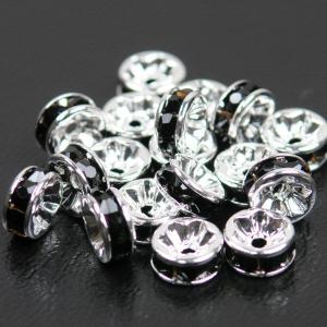 平ロンデル ブラック 5mm 6mm 7mm 8mm 10個セット ラインストーン【パワーストーン ゴールドorシルバーパーツ】 【メール便対応】┃