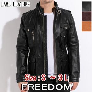 本革 M65 ミリタリージャケット 羊革 シープレザー 黒 ブラック 本格