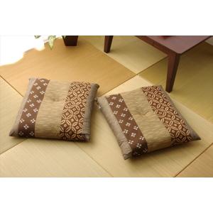 座布団 綿100% 国産 和柄 『モダン ポリ綿座布団』 【ブラウン】 側サイズ（約55×59） 製...
